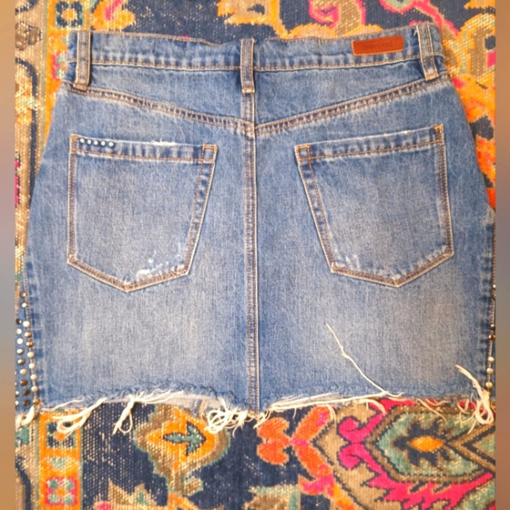 Blank NYC Studded Distressed Denim Mini Skirt - Picture 3 of 4